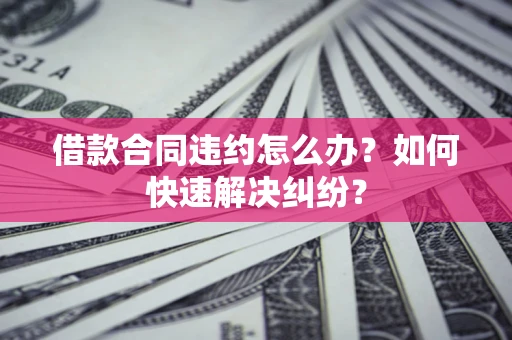 武汉借款合同违约怎么办？如何快速解决纠纷？