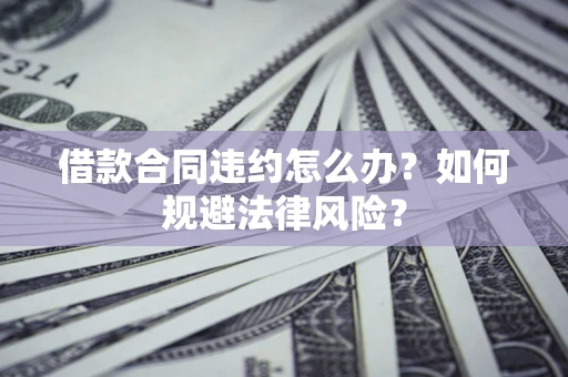 武汉借款合同违约怎么办？如何规避法律风险？
